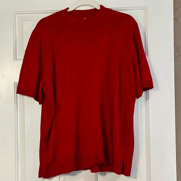 Allison Daley Women’s Plus Red Mock Turtleneck Short Sleeve Sweater 1X - Picture 2 of 11